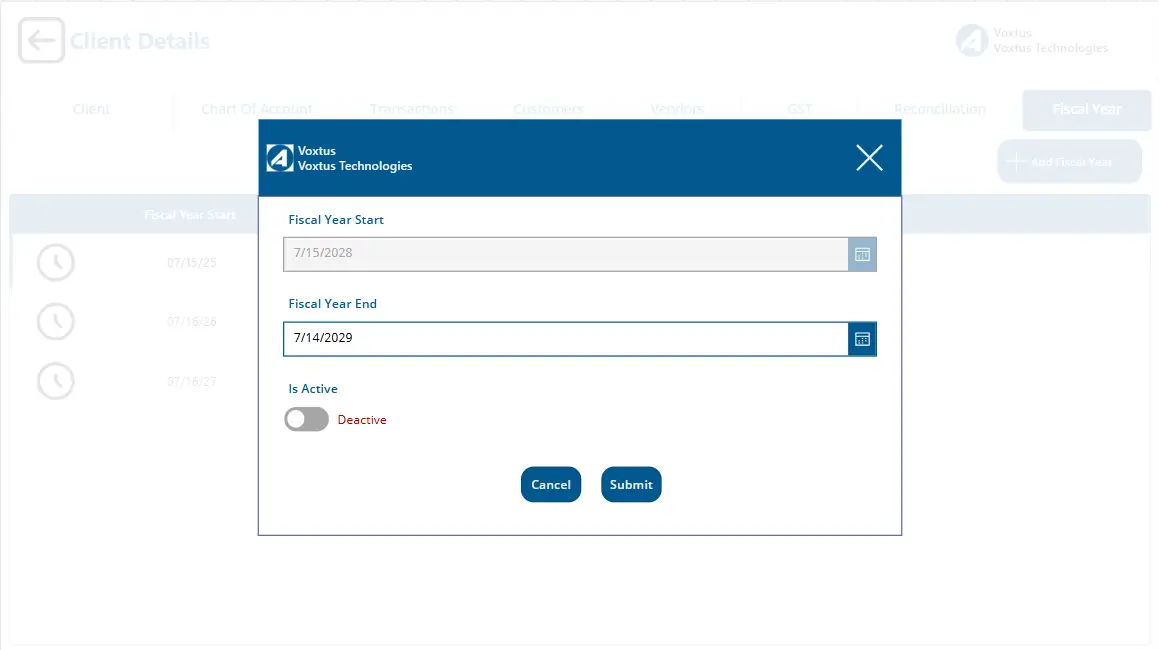 Add FiscalYear